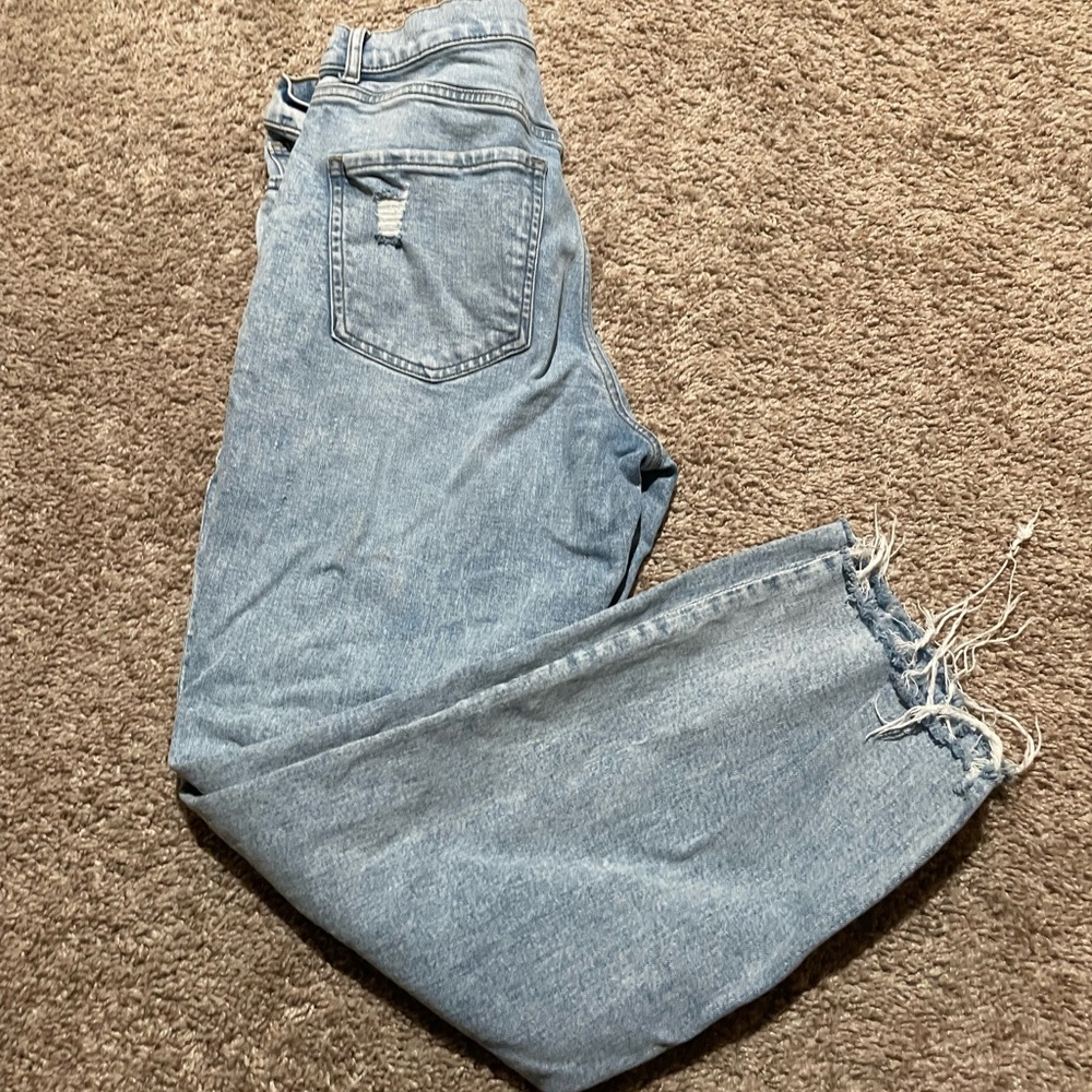 Express Light Blue High Rise Distressed Jeans - Picture 3 of 4